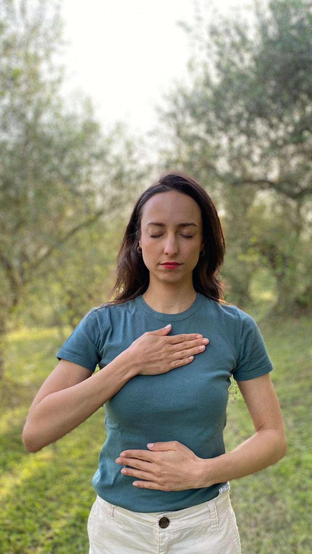 Elena Motroni durante una pratica di respiro